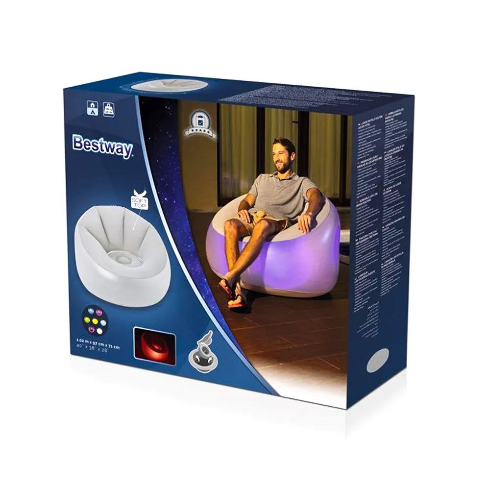 Silla Inflable Bestway Con Luces Led 40" x 38" x 28"