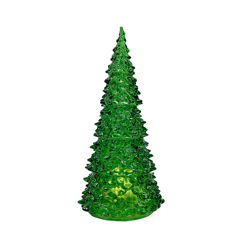 Adorno De Vidrio Decorativo Árbol / LED / 28 CM Verde - Christmas Elegance