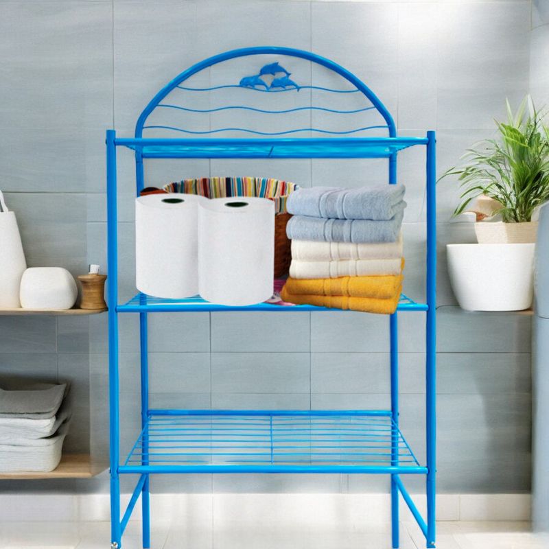 Mueble De Baño 3 Niveles Metal Azul