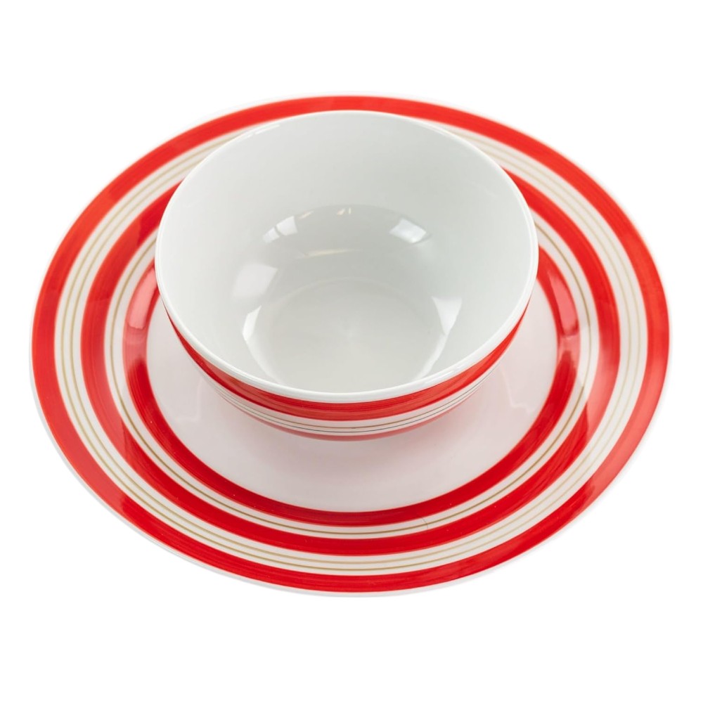 Vajilla de Cerámica Gibson Sunset Stripes – 12 Piezas / Estampado