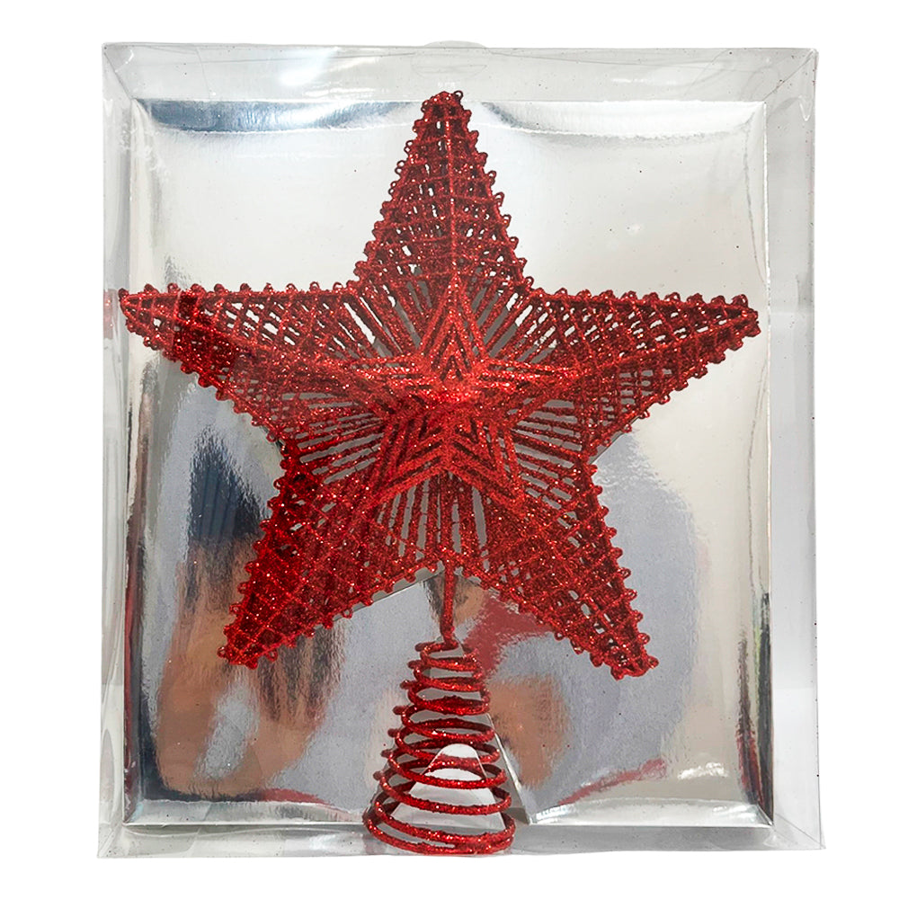 Estrella Para Árbol 30 X 24 CM Rojo Escarchado - Maranelo Christmas