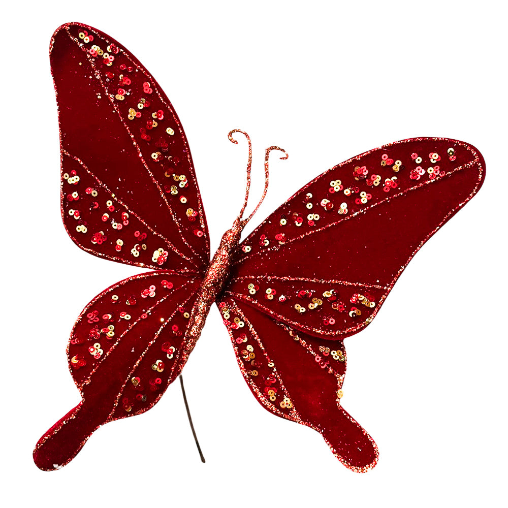 Mariposa Decorativa 22 CM Rojo - Montefiori Christmas