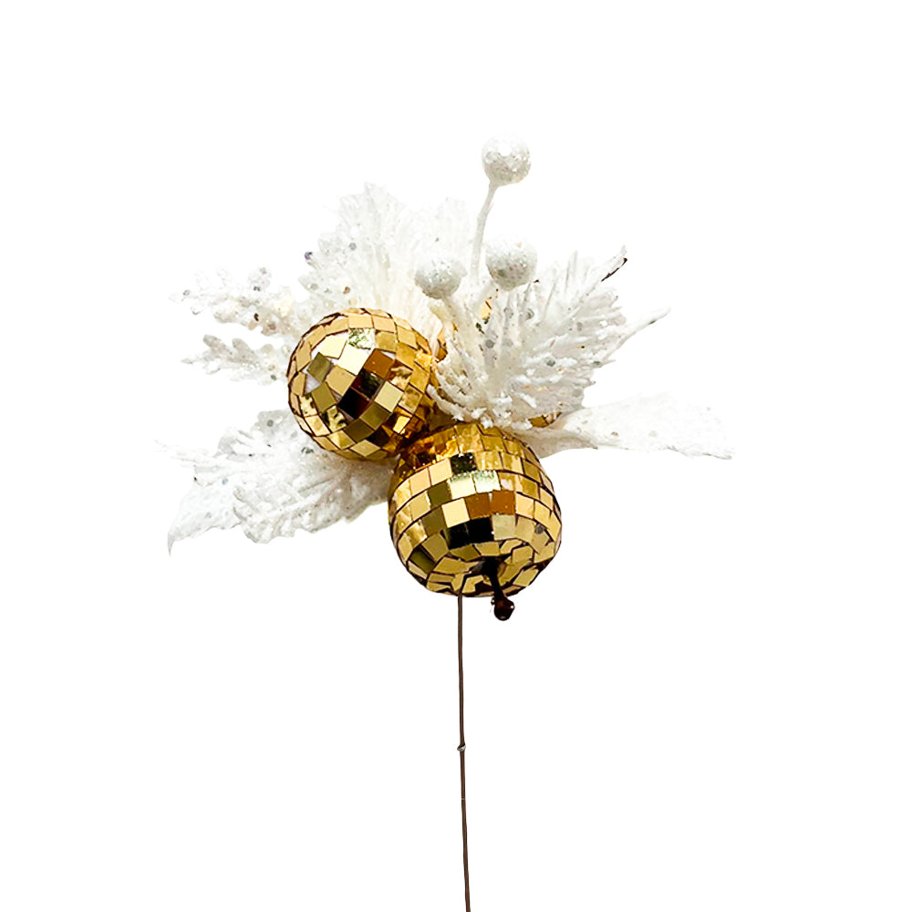 Pick Navideño Blanco/Dorado 21 CM - Montefiori Christmas