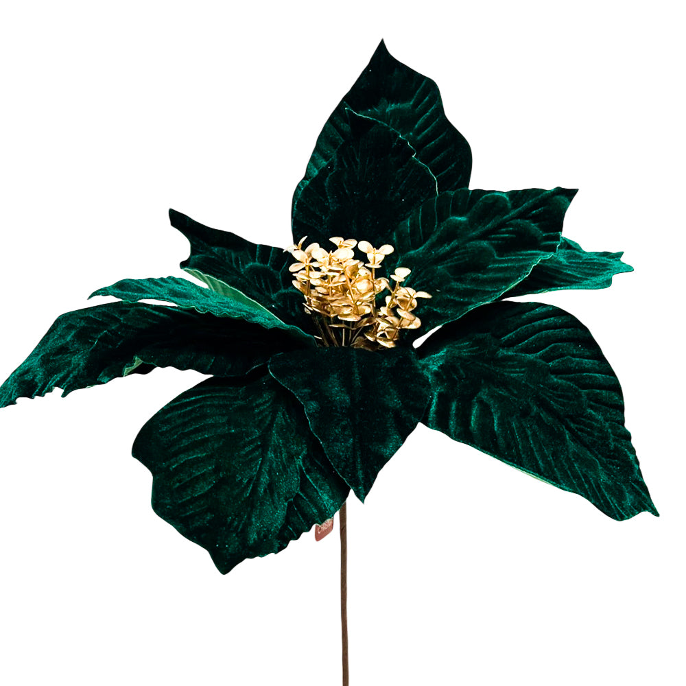 Flor Poinsettia 51 CM Verde/Dorado - Montefiori Christmas