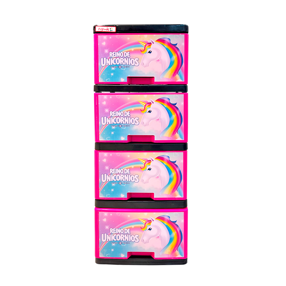 Gavetero Mediano Plastimas De 4 Gavetas Unicornio