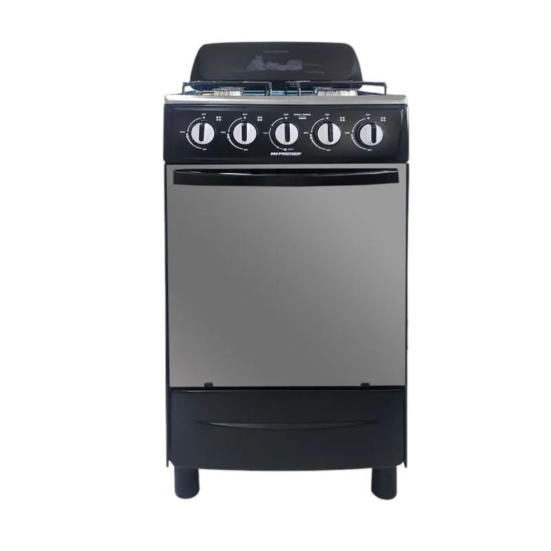 Estufa A Gas Premier 20" / 4 Quemadores / Con Horno /Negro