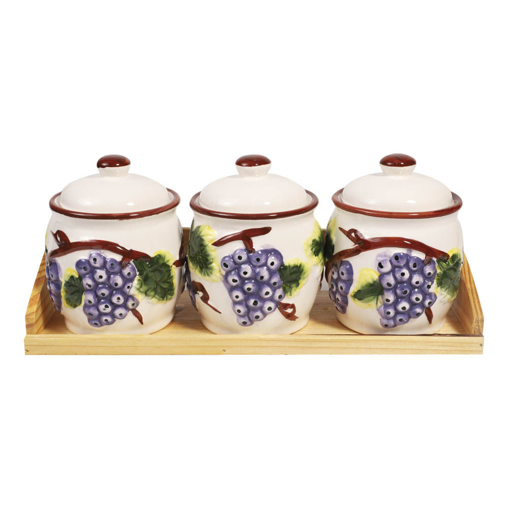 Juego De Canister Home Elegance Uvas 3 Piezas