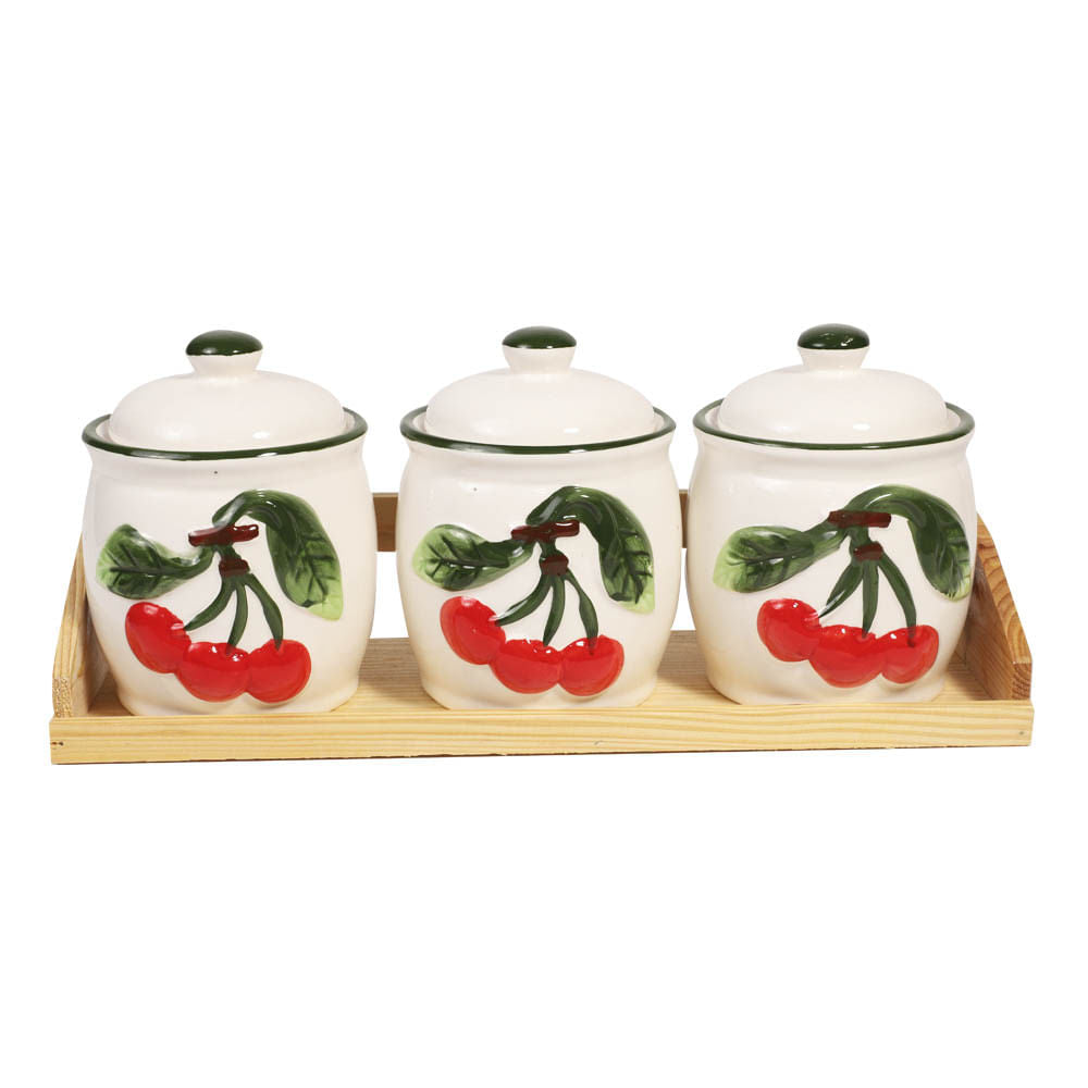 Juego De Canister Home Elegance Cereza 3 Piezas