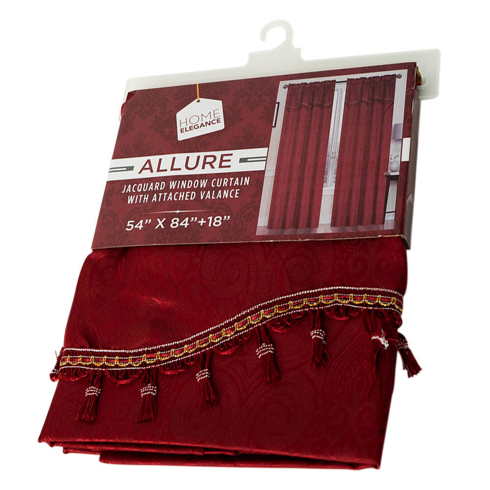 Cortina Home Elegance Con Cenefa Color Vino Tinto