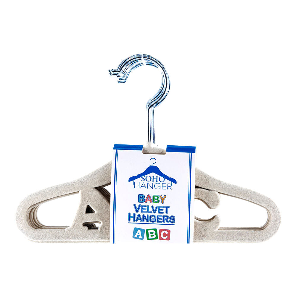 Ganchos Para Ropa Infantil de Terciopelo Crema 10 piezas