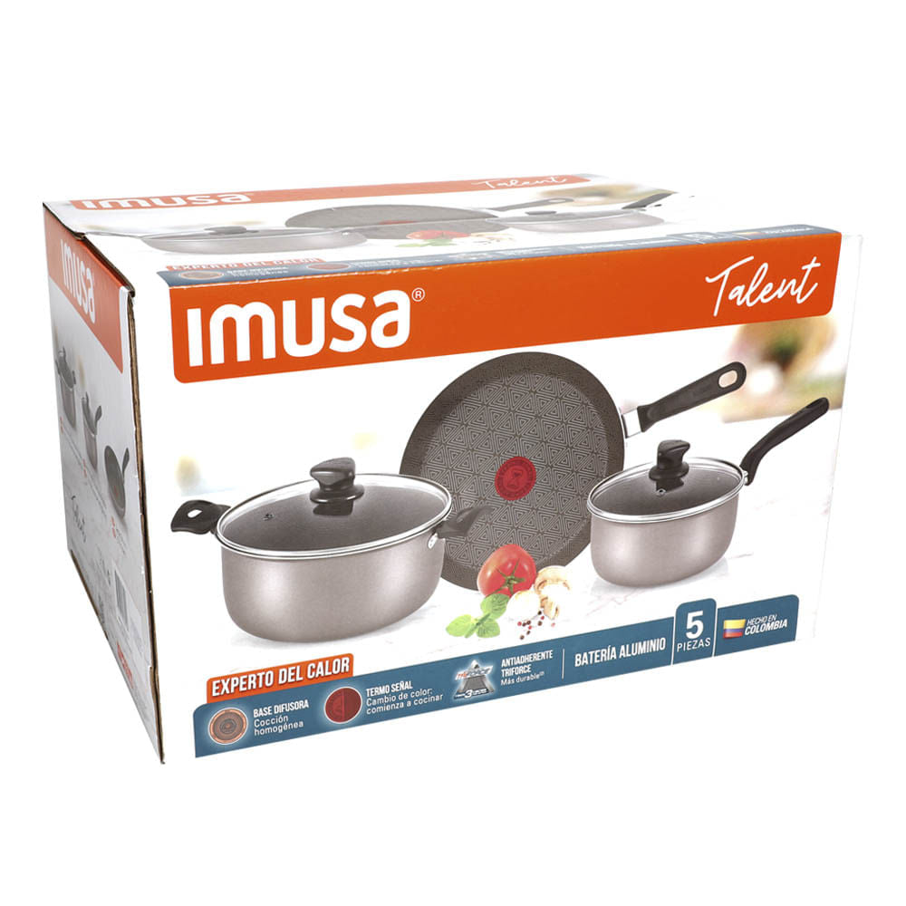 Juego de Ollas Imusa Gris de 5 Piezas