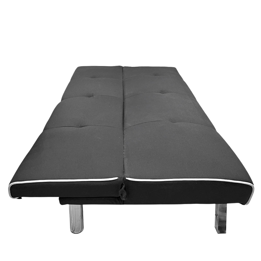 Sofá Cama De Tela Con Patas De Metal | Negro