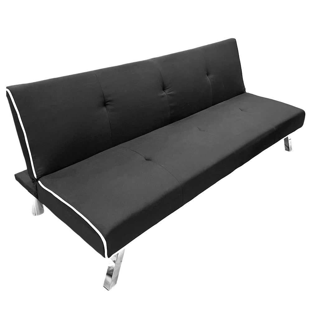 Sofá Cama De Tela Con Patas De Metal | Negro