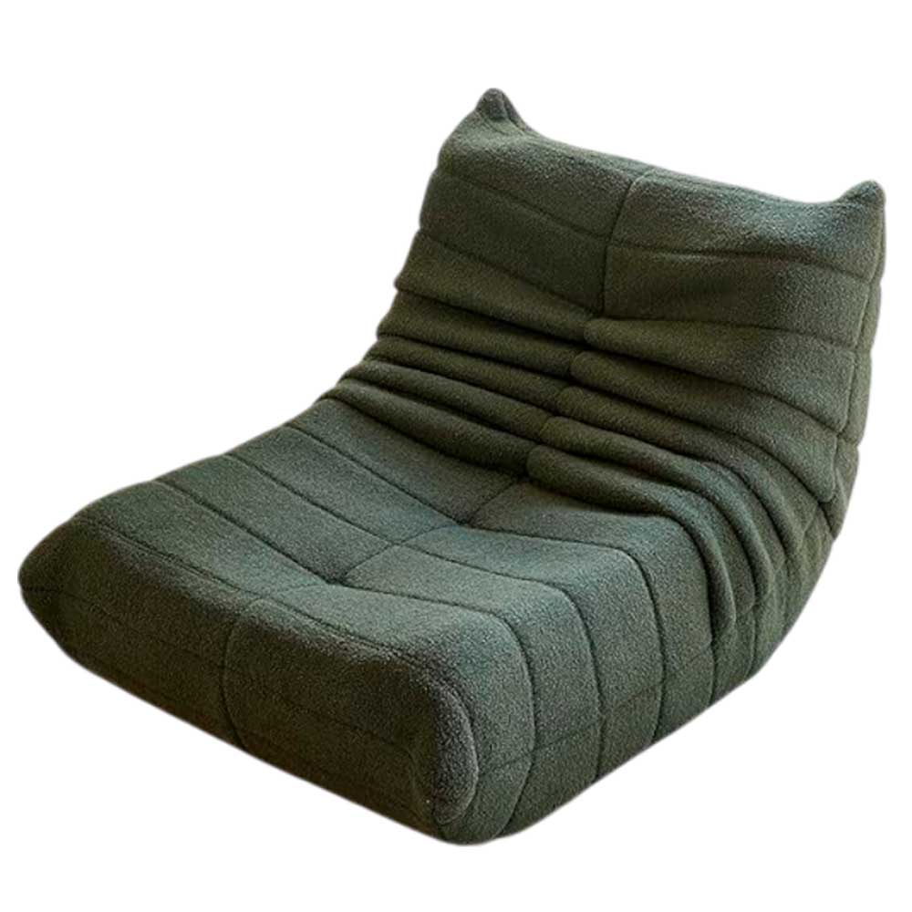 Sofá 1 Puesto Modasi Verde / Estilo Puff Lounge / Tela Teddy