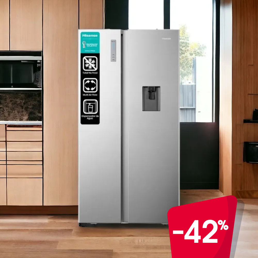 Refrigeradora Hisense 18.3 Pies Cúbicos Side by Side / Con Dispensador de Agua / Inverter