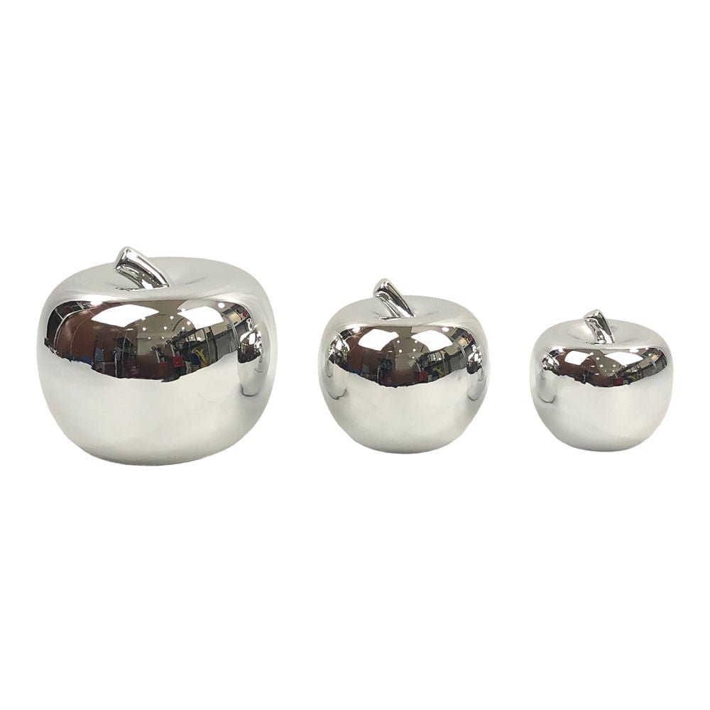 Adorno Manzana de Cerámica Essential Decor de 3 Piezas - Gris Claro