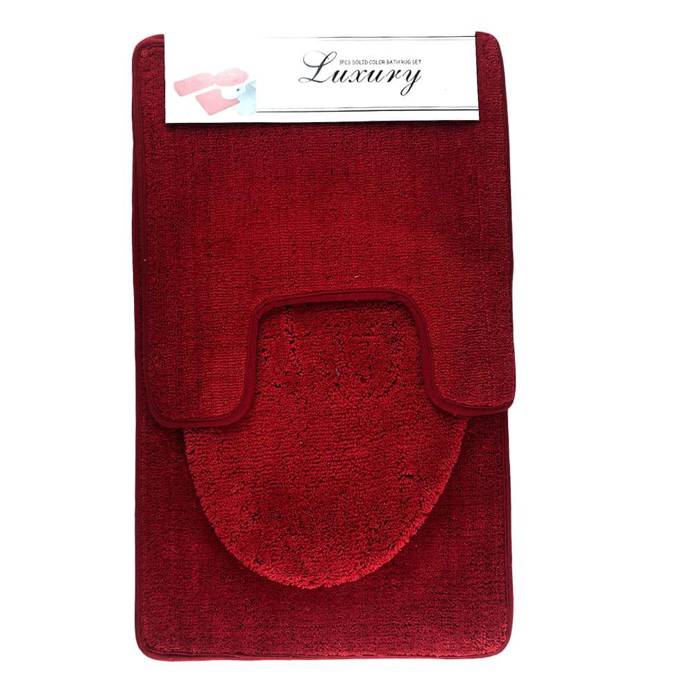 Alfombra Para Baño Luxury 3 Piezas - Rojo