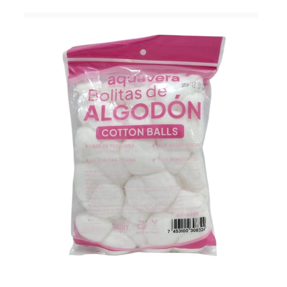 Algodón Aquavera Bolitas 50 Pza