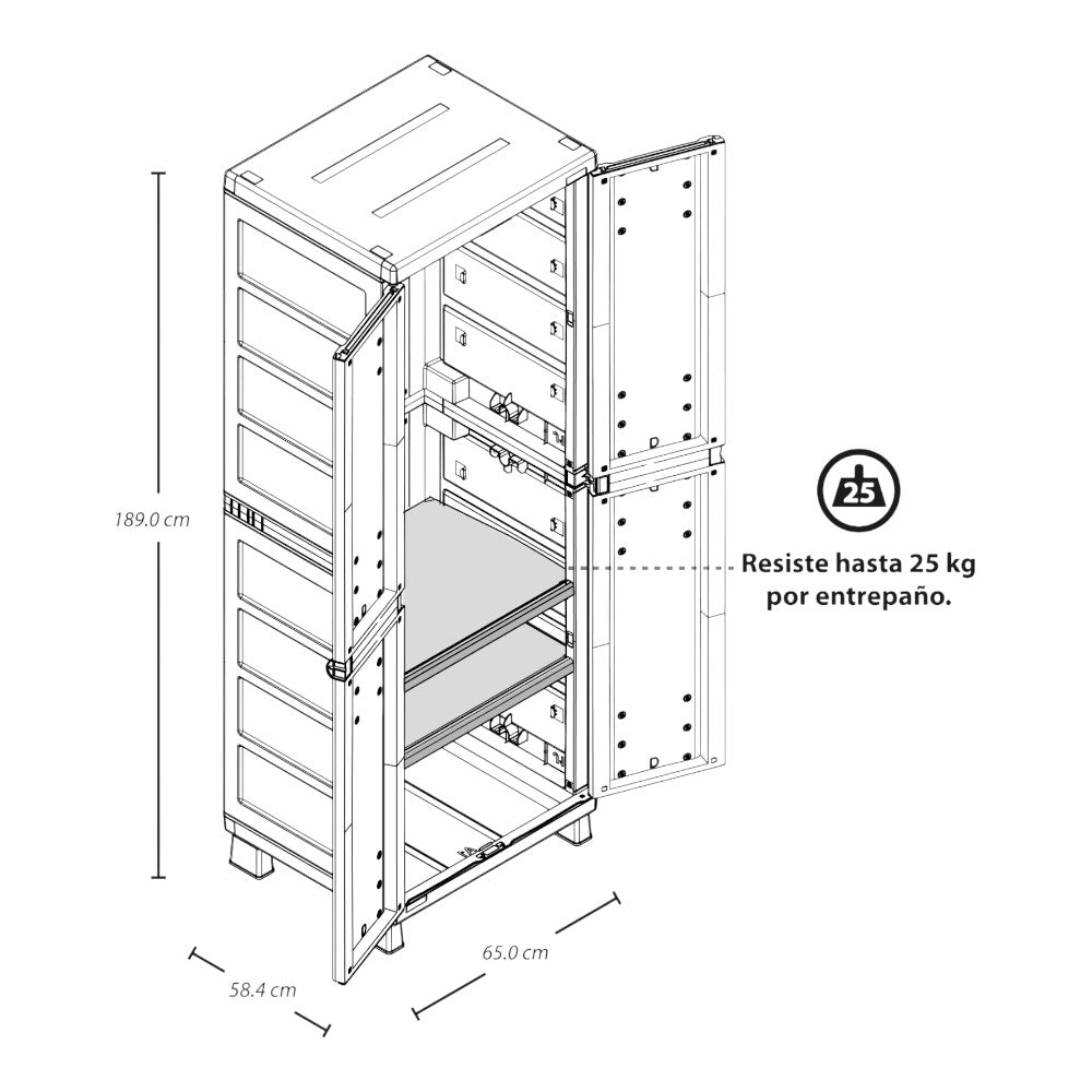 Armario Para Ropa Rimax - 2 Entrepaños / Textura Rattan / Taupe - Rimax - Titan.com.pa - 7705152103694