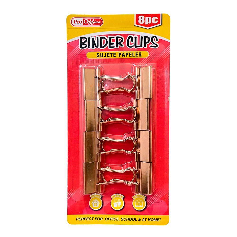 Binder Clips Pro Office / Dorados 1" – 8 Piezas - Pro Office - Titan.com.pa - 795229769974