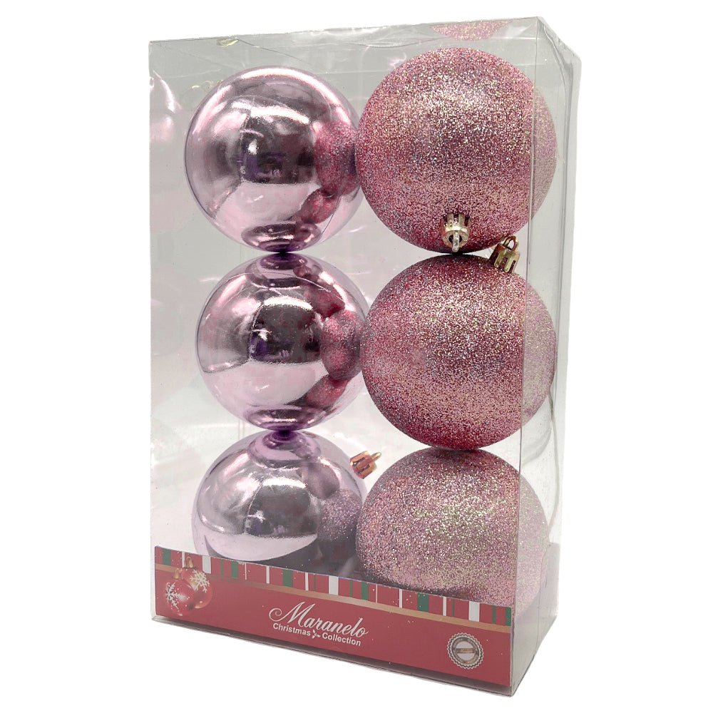 Bola Navidad 8 CM Brillante/Escarchada 6 Piezas Rose - Maranelo Christmas