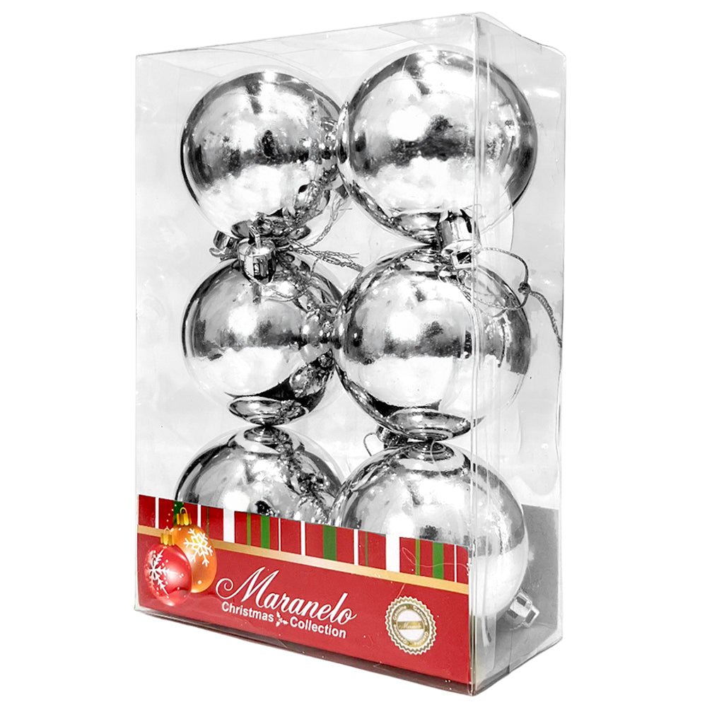 Bola Navideña 6 pza / Brillantes / Plateado / 6 cm / Maranelo Christmas - Maranelo Christmas - Titan.com.pa - 7453125134373