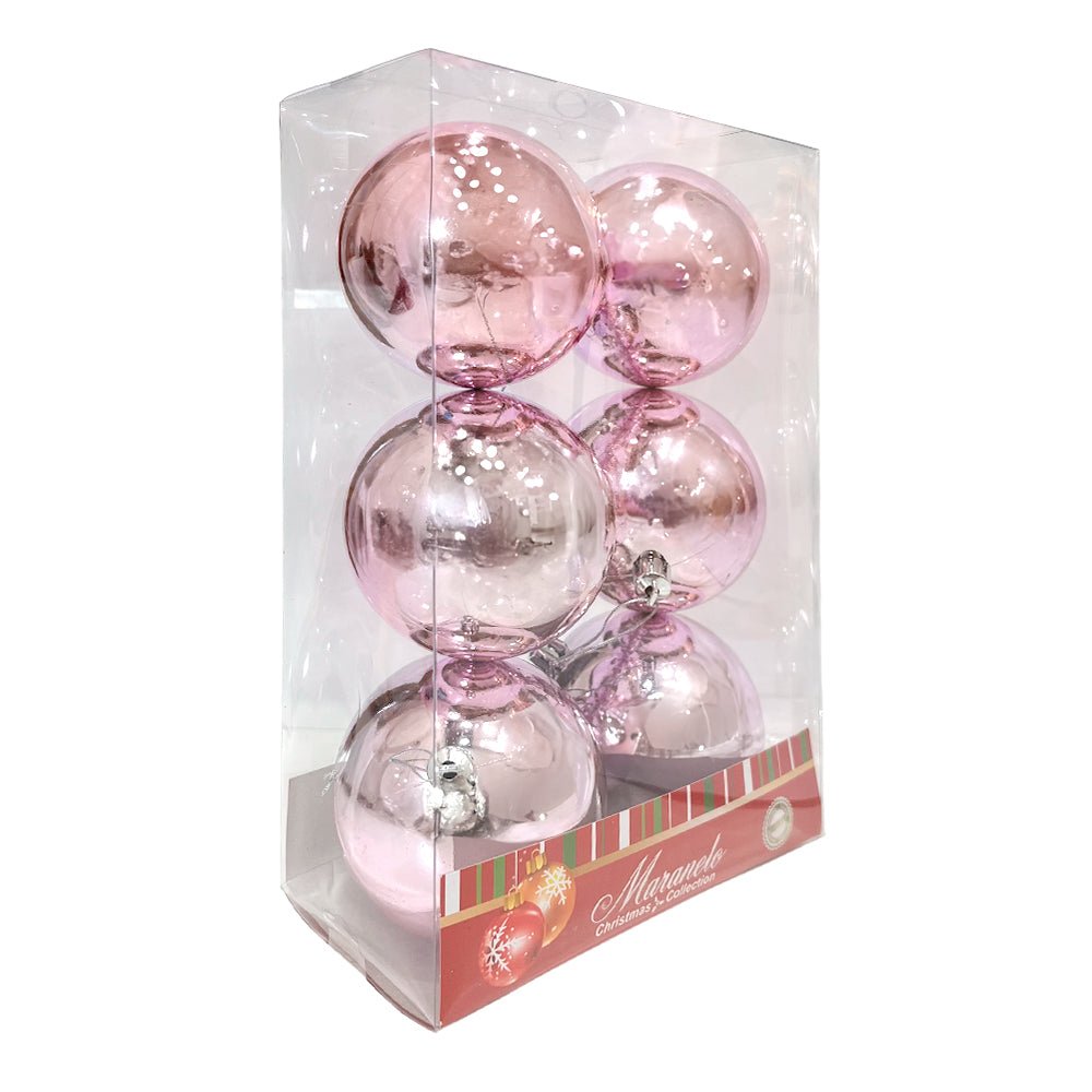 Bola Navideña 6 pza / Lisa Brillantes / Rosa / 8 cm / Maranelo Christmas - Maranelo Christmas - Titan.com.pa - 7453125135110