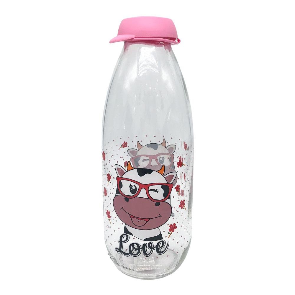 Botella Herevin 1L de Vidrio Decorada