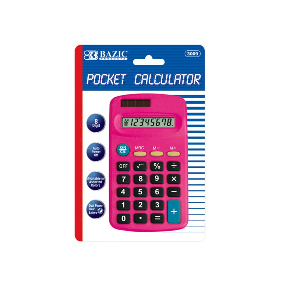 Calculadora de Bolsillo Bazic de 8 Dígitos - Surtido
