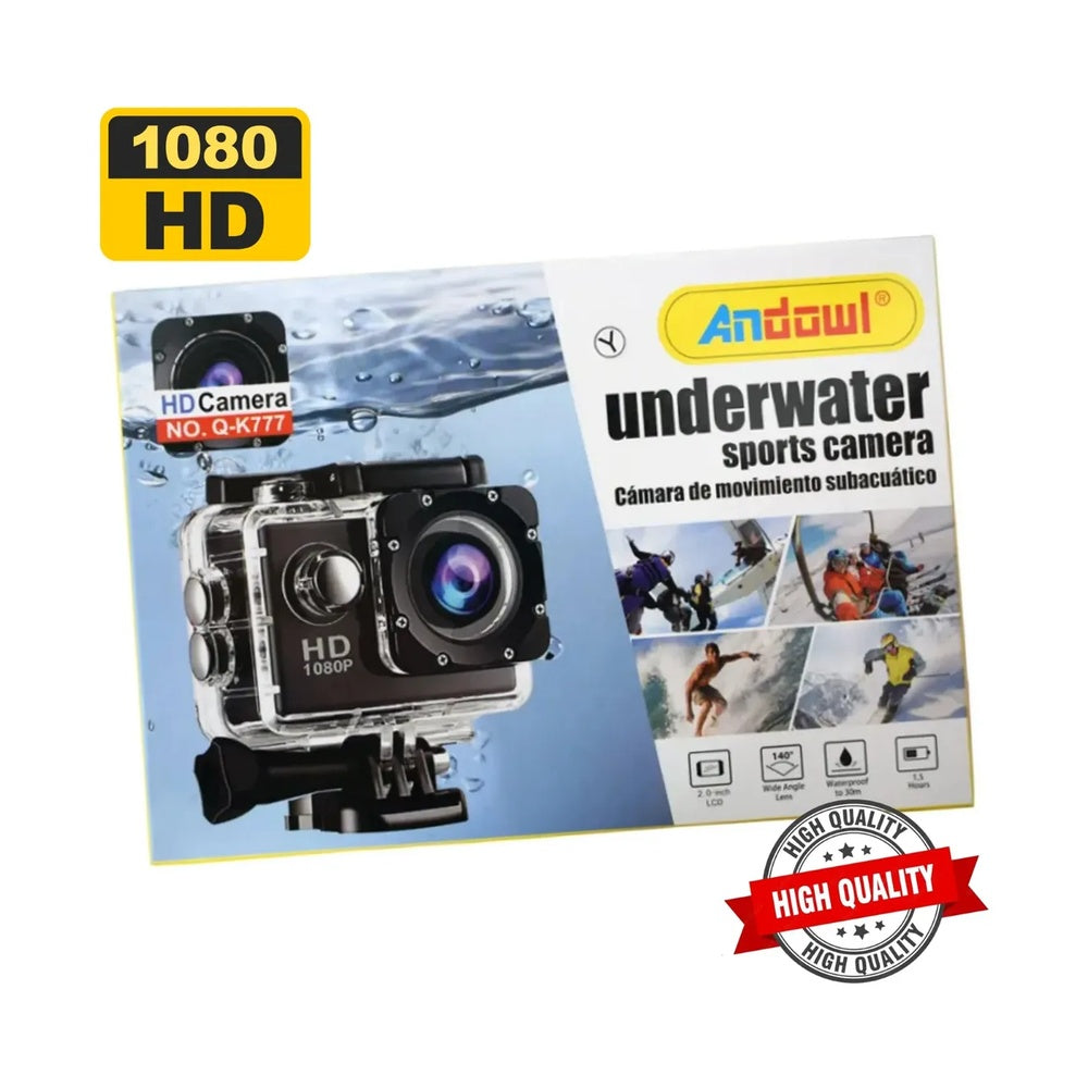 Cámara Deportiva Andowl Tipo GoPro 1080p 12 Megapíxeles Negro - ANDOWL - 10970703