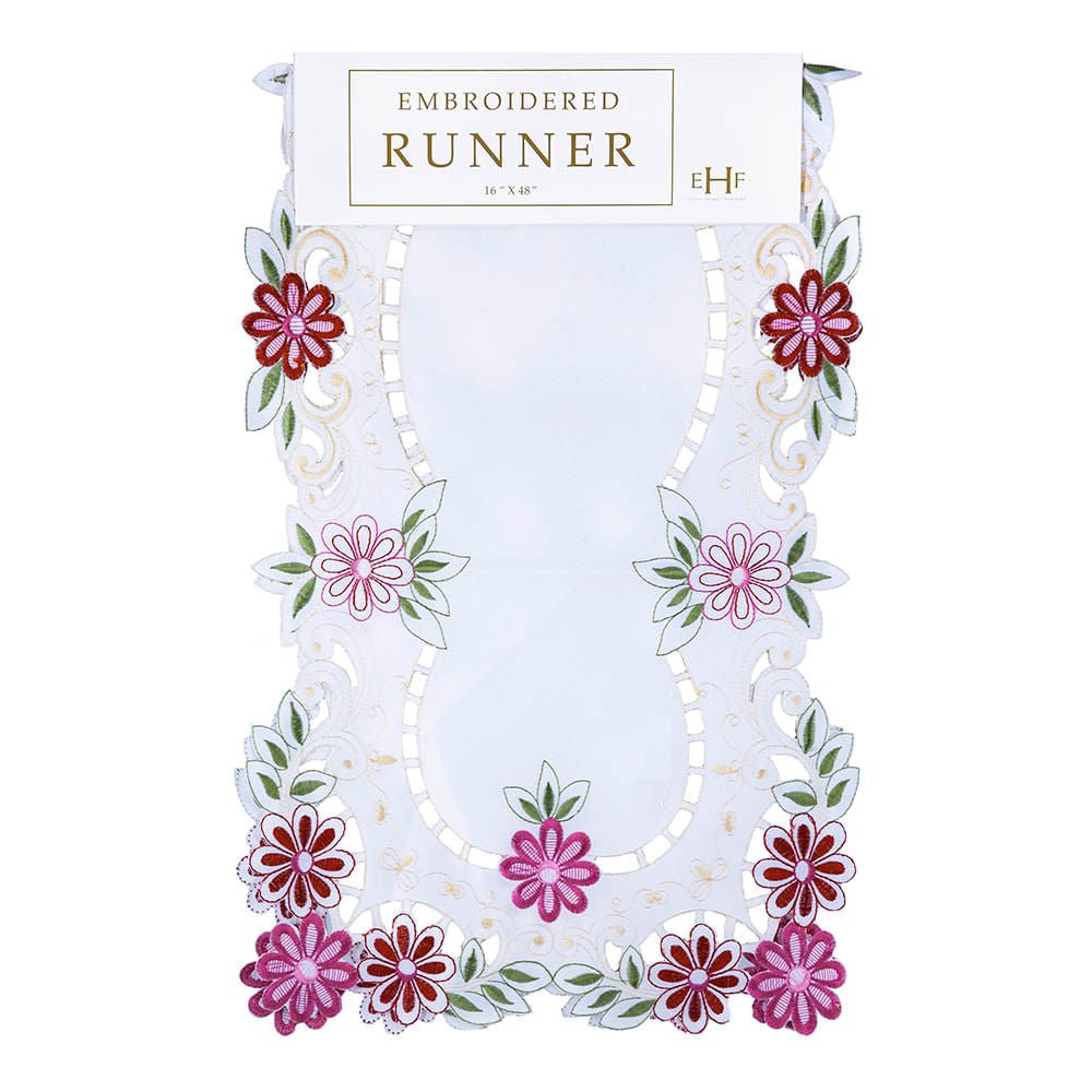 Camino de Mesa Bordado Burundy 16"x 48"