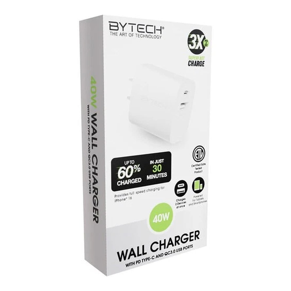 Cargador de Pared 40W By Tech Dos Puertos USB Tipo C Blanco - BY TECH - 11149597