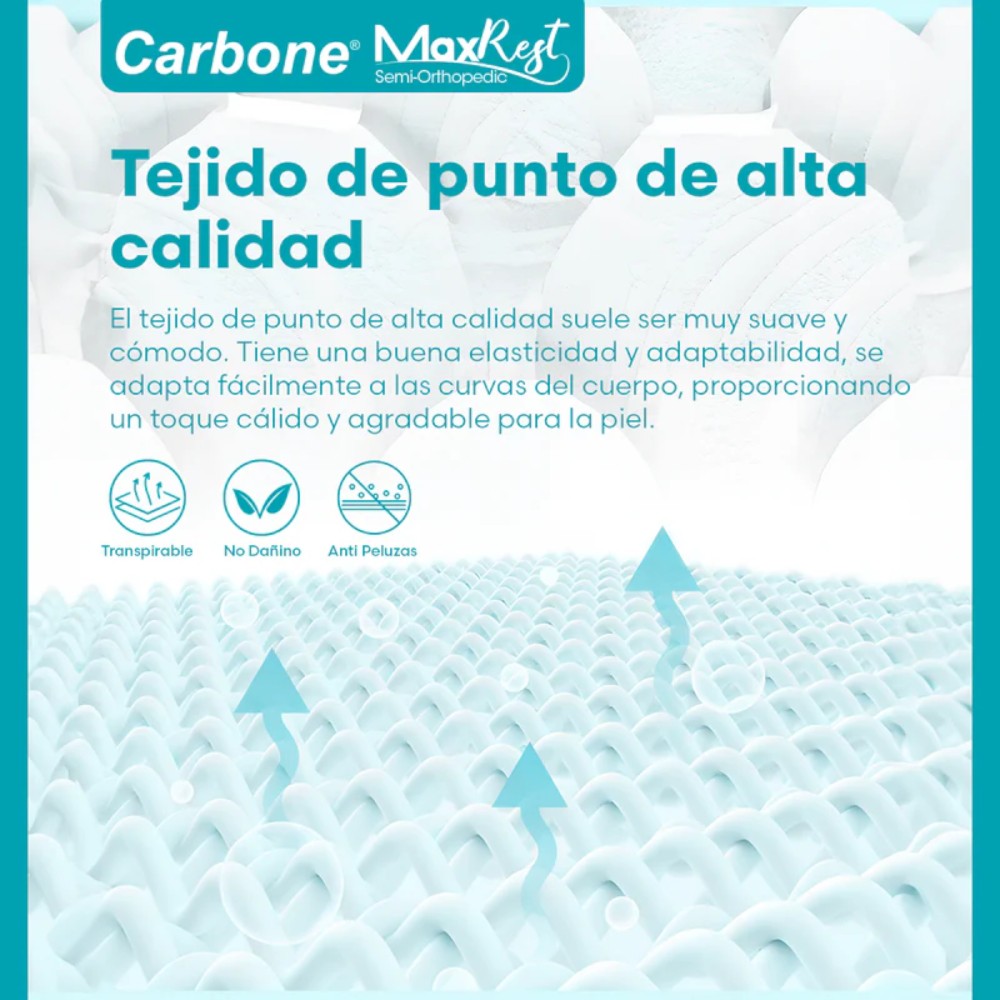 Colchón Carbone Al Vacío Max Rest Semi-Ortopédico - Queen