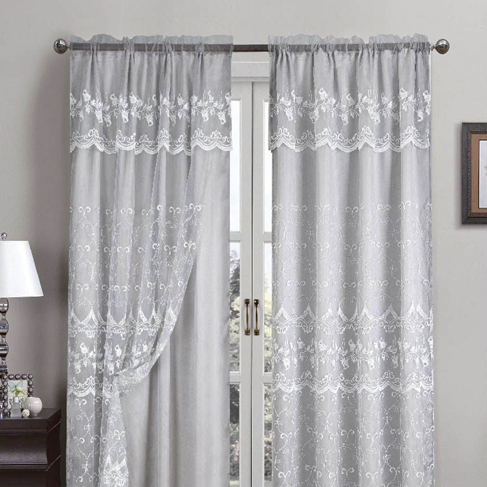 Cortina Aliya Silver White Con Cenefa
