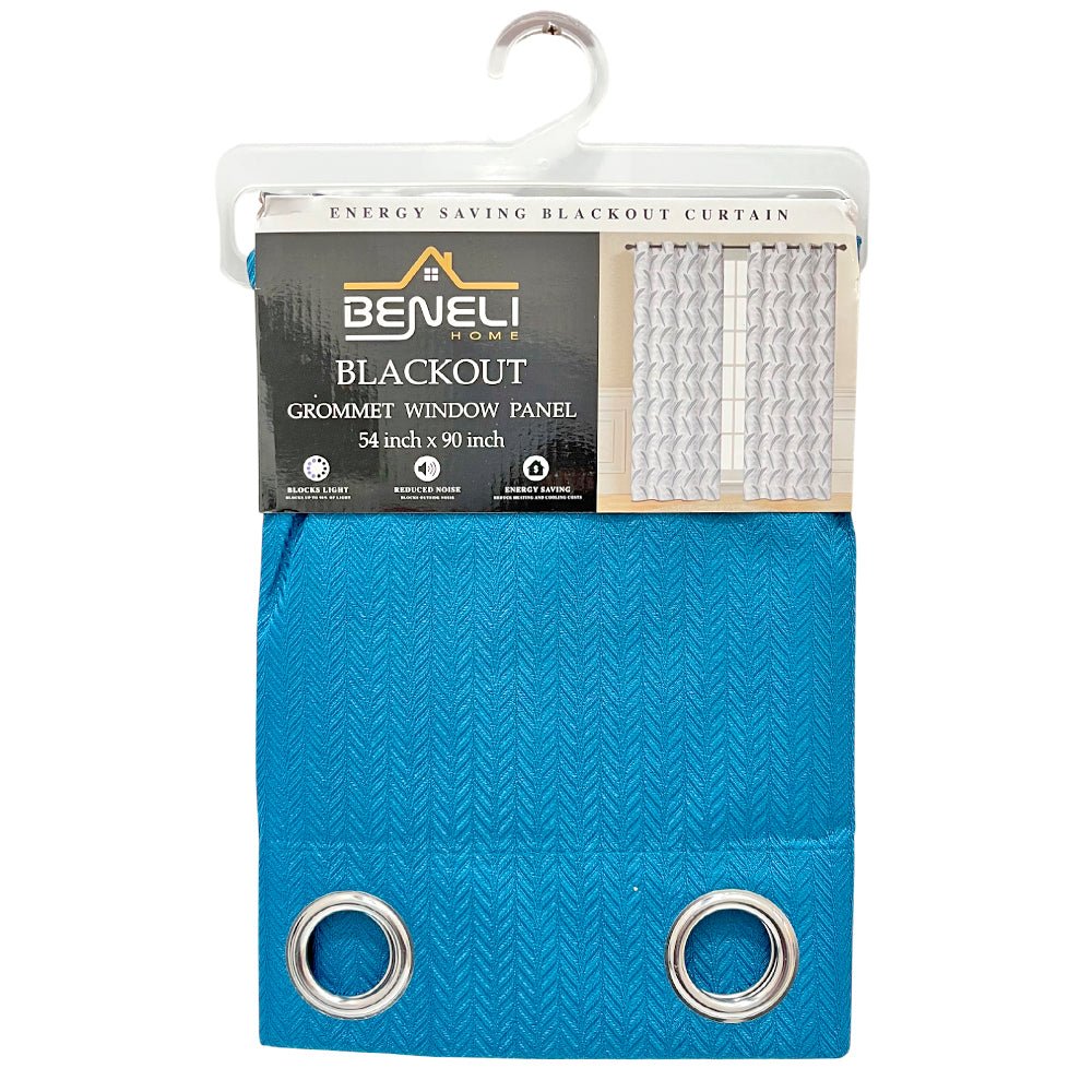 Cortina Blackout Azul con Aros / Beneli Home / 54"x90" - Beneli Home - Titan.com.pa - 7453129426412