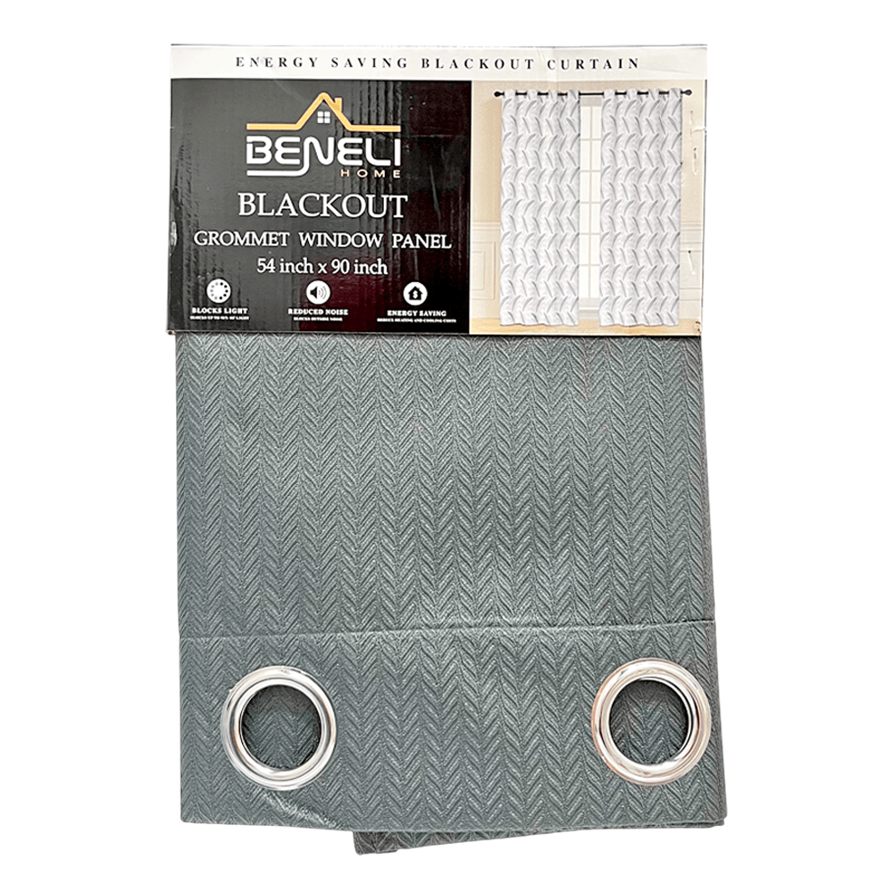 Cortina Blackout Grey con Aros / Beneli Home / 54"x90" - Beneli Home - Titan.com.pa - 7453129426429