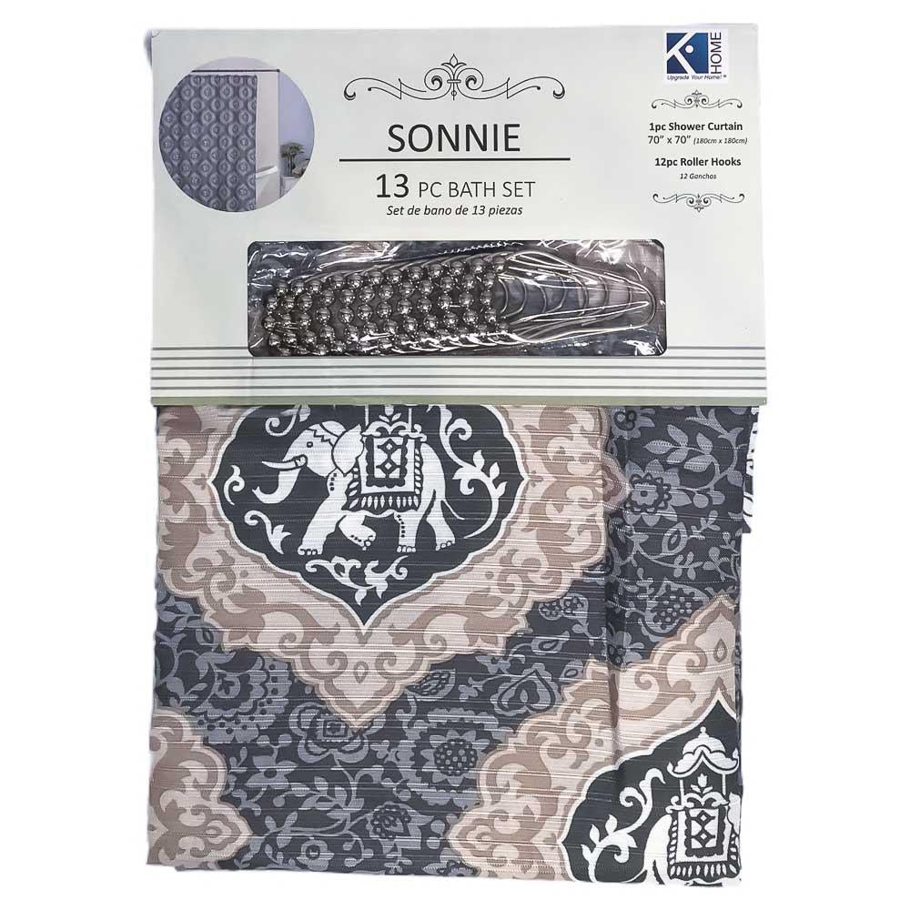 Cortina de Baño Kashi Home Sonnie 13 Piezas 70" x 70"