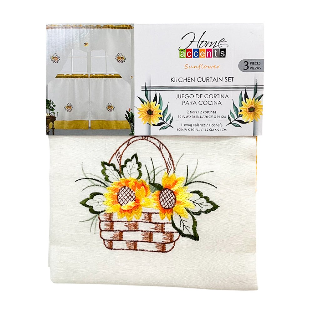 Cortina de Cocina Home Accents / Sunflower – Set 3 Piezas - Home Accents - Titan.com.pa - 7453100803508