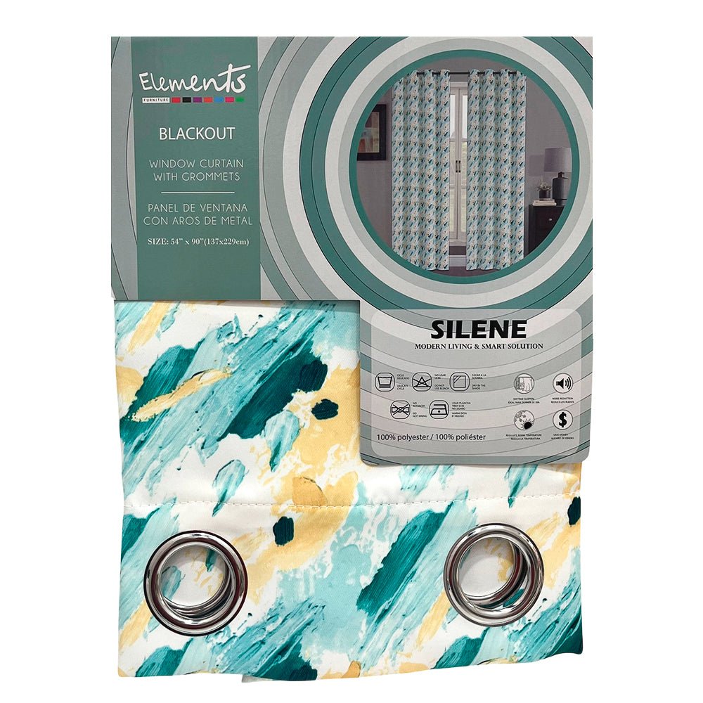 Cortina Elements Silene - Blackout 54 x 90" - Verde Aqua con Aros - Elements - Titan.com.pa - 2100000356836