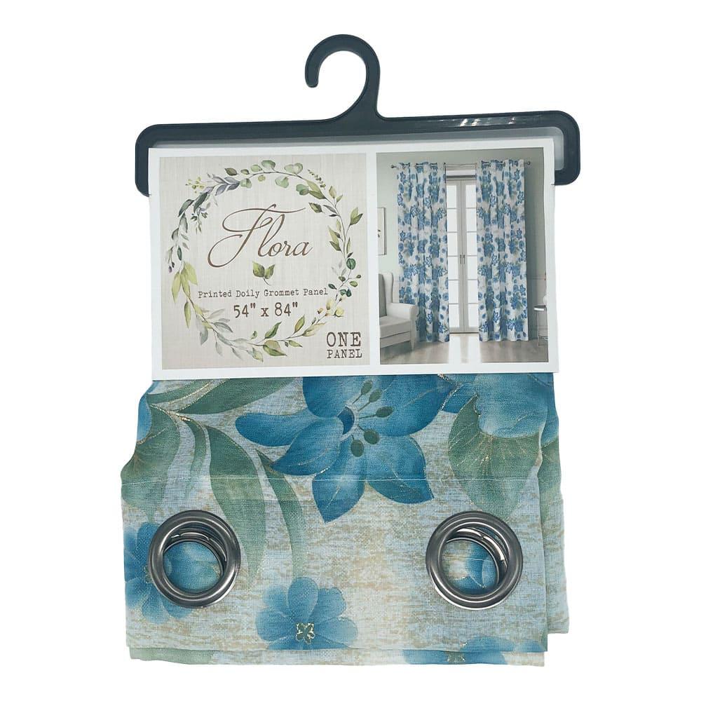 Cortina Flora Rt Designer Estampada Con Aros 54" x 84" - Azul