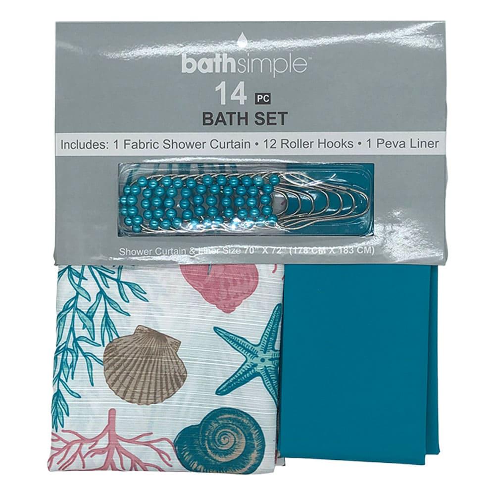 Cortina Para Baño Popular Bath Sidney de Tela 14 Piezas