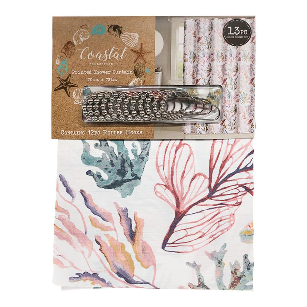 Cortina Para Baño Rt Designer Coastal Mystic de Tela 13 Piezas