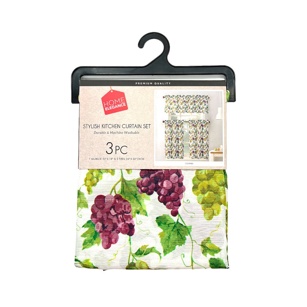 Cortina Para Cocina / Grapes / Home Elegance de 3 Piezas / Estampada - Home Elegance - Titan.com.pa - 2100000498062