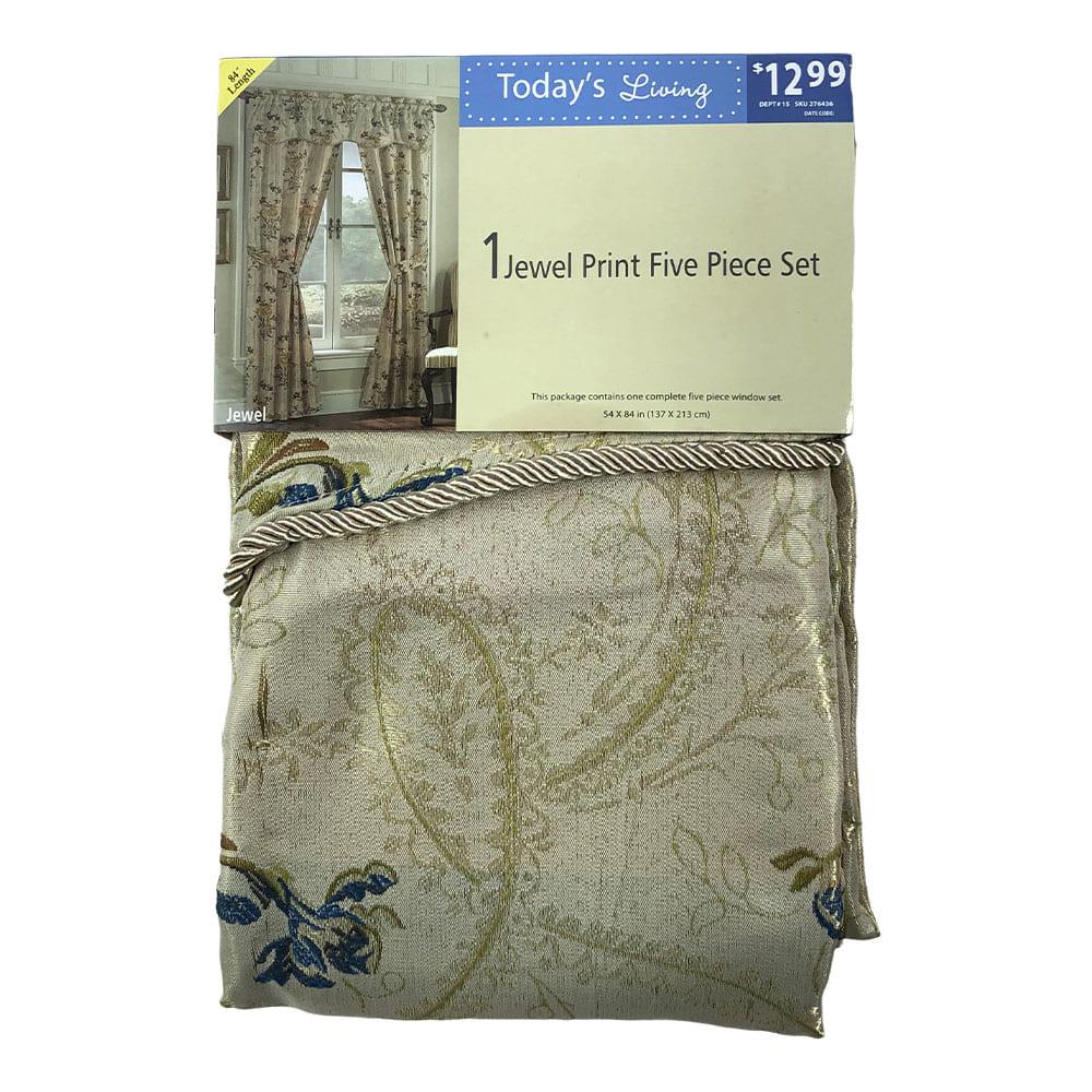 Cortina Popular Bath Jewel Rod Pocket 54" x 84" 5 Piezas