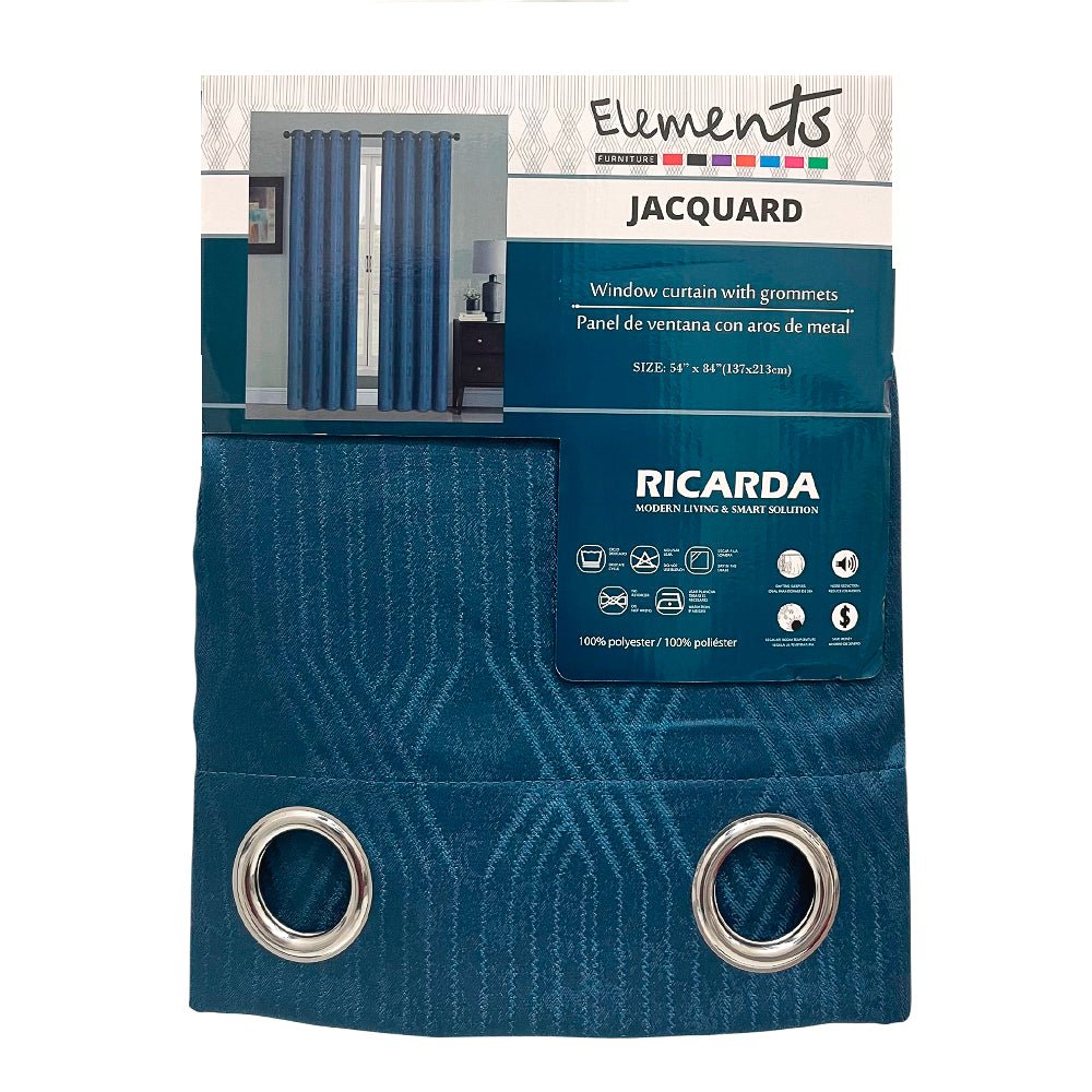 Cortina Ricarda Elements - Navy - Jacquard 54 x 84" con Aros - Elements - Titan.com.pa - 2100000263813