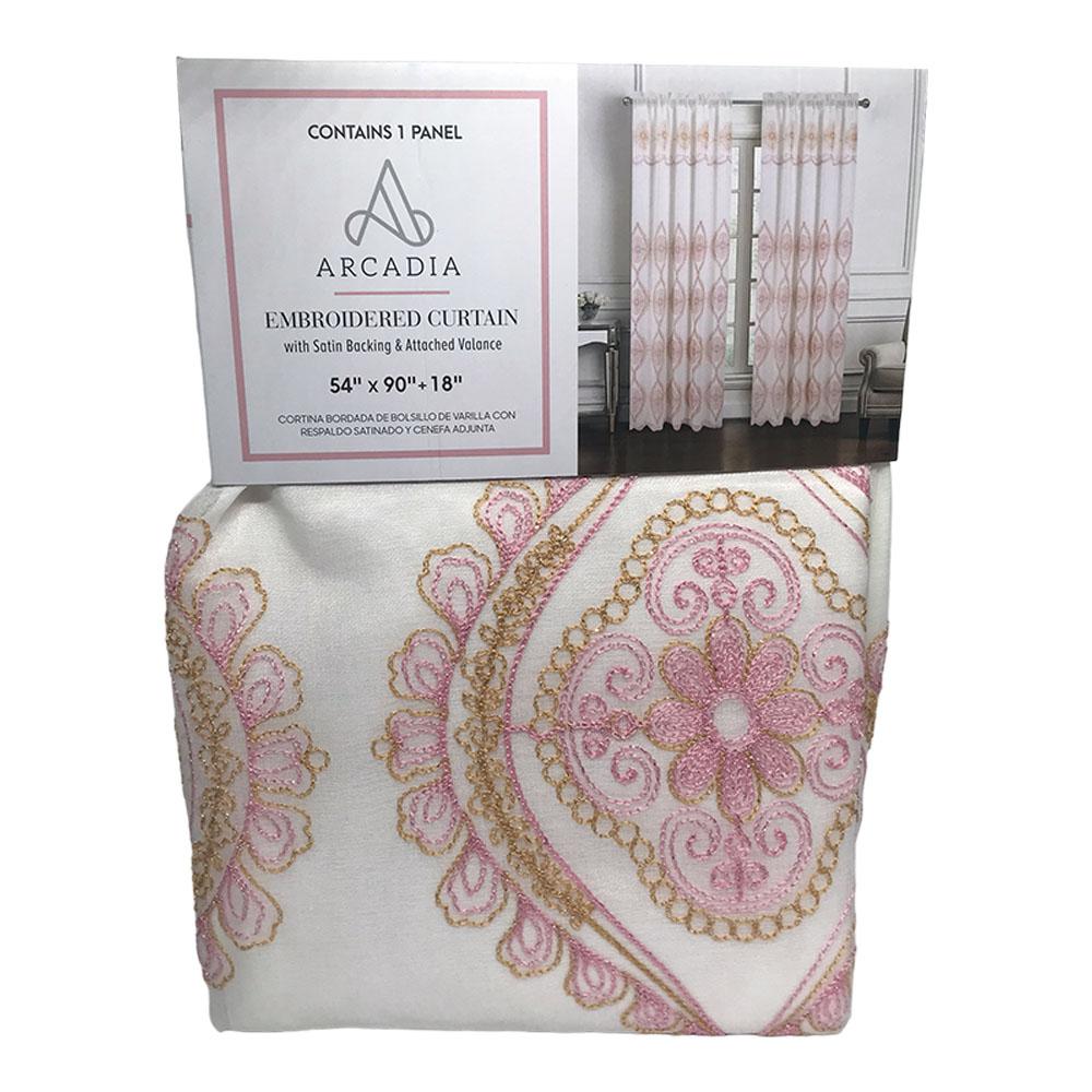 Cortina Rt Designer Arcadia Con Rod Pocket 54" x 90" - Rosa Claro
