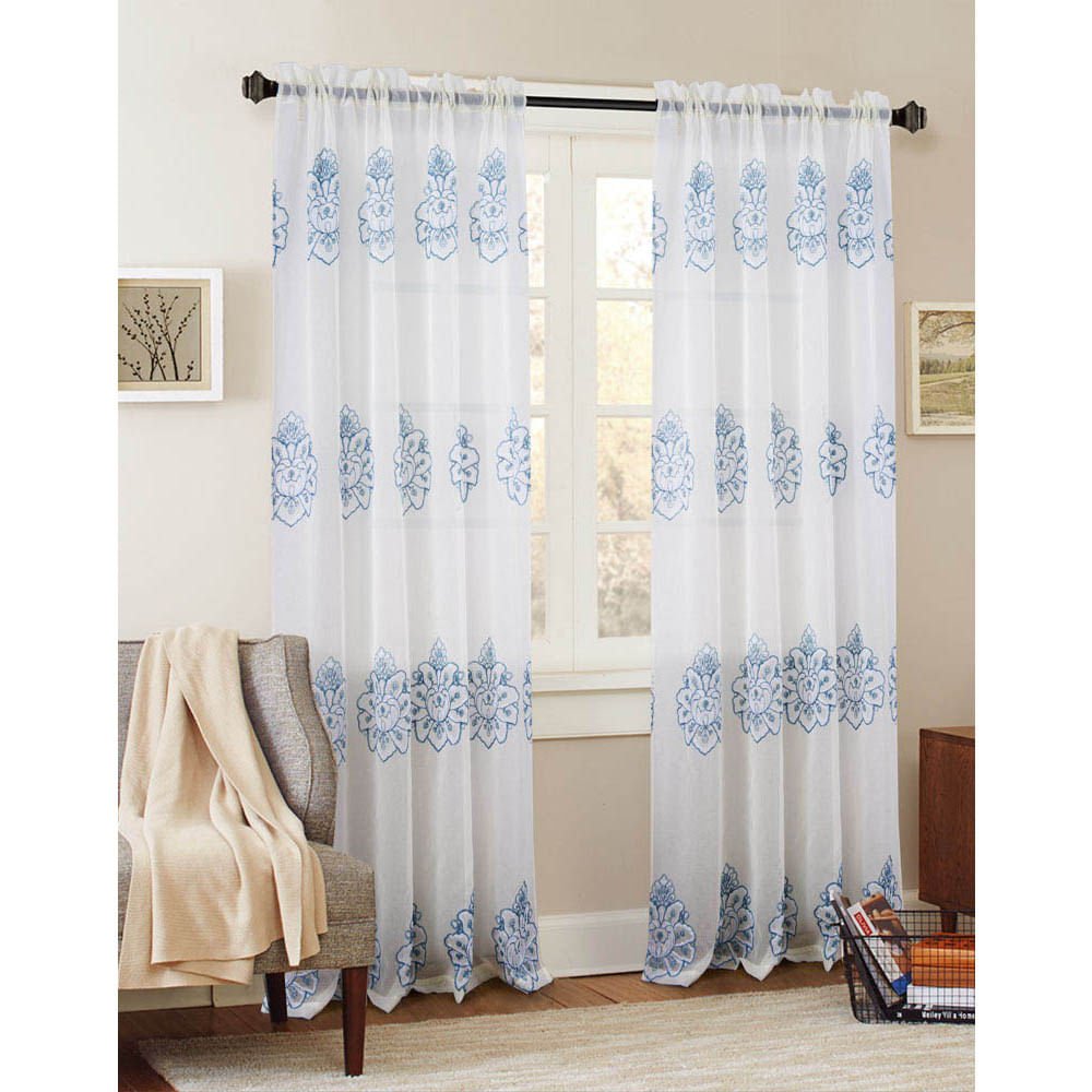 Cortina Rt Designer Bergen Con Rod Pocket 54" x 84" - Turquesa azulado