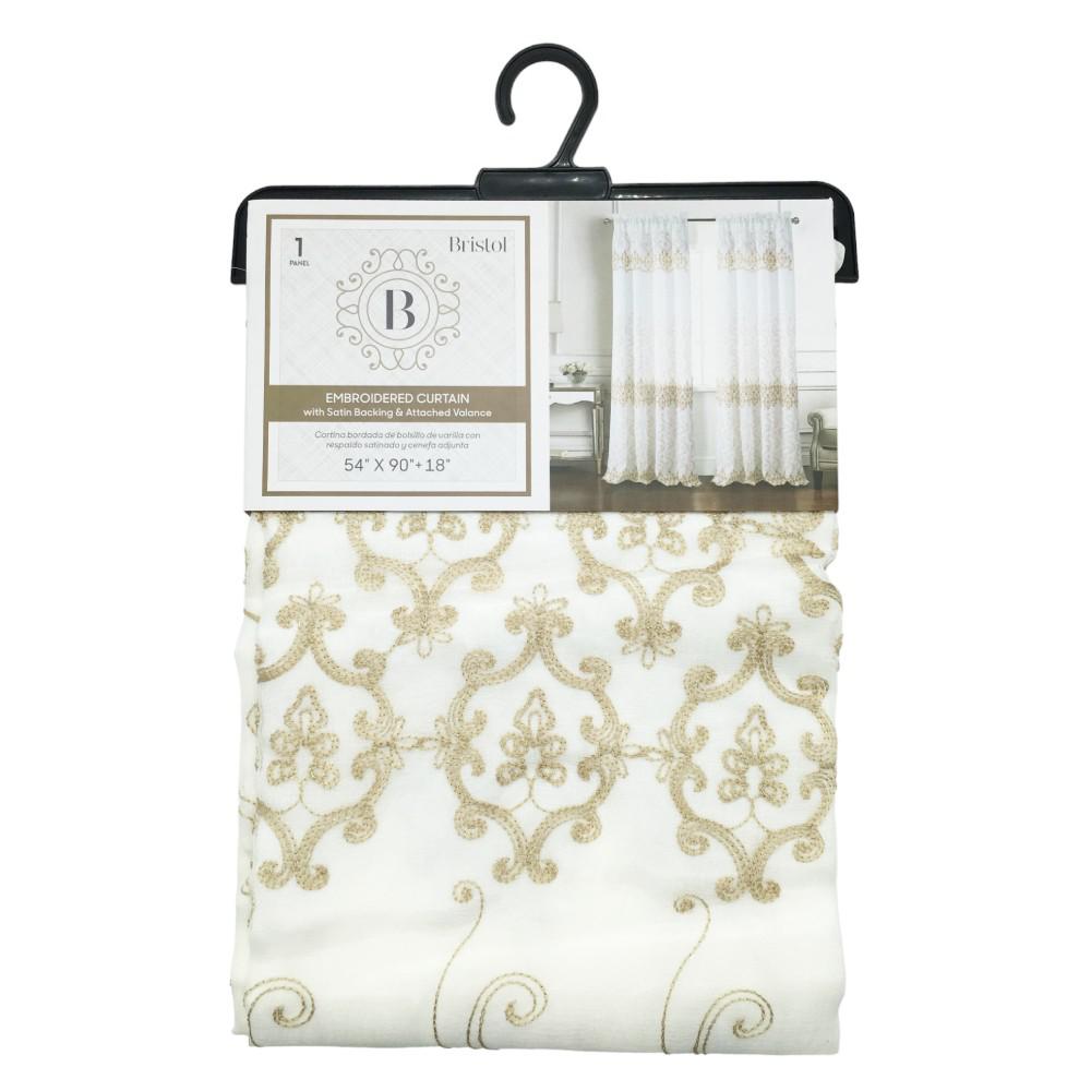 Cortina Rt Designer Bristol Bordada 54" x 90" - Beige