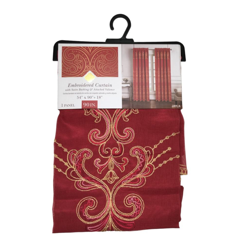 Cortina Rt Designer Jayla Con Cenefa 54" x 90" - Rojo Oscuro