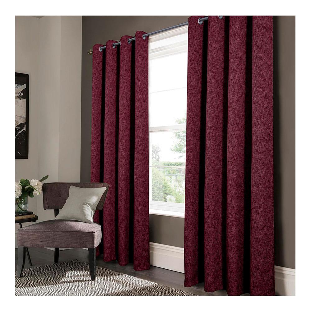 Cortina Rt Designer Jordan Blackout Con Aros 52" x 90" - Rojo Oscuro